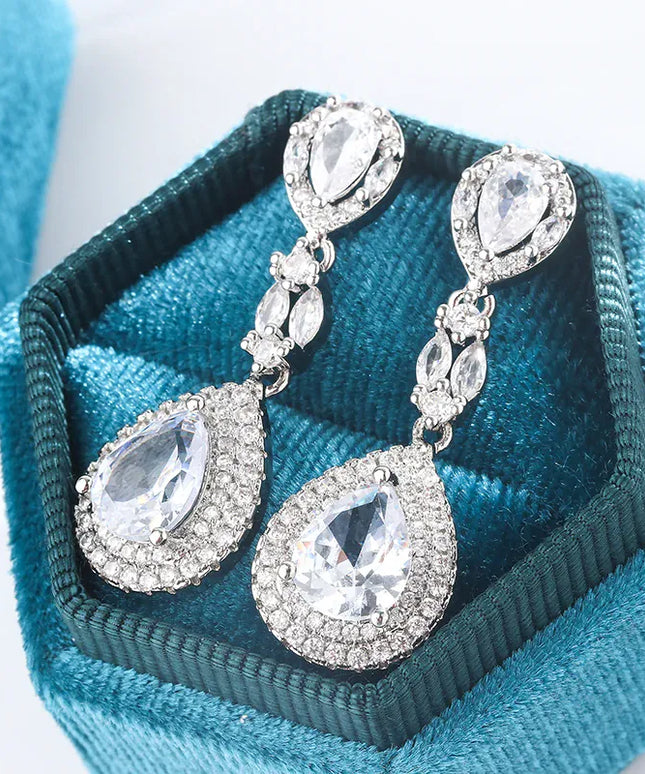 KissICON KissIcon Drop CZ Pendant Earrings - Sparkling Silver Shine