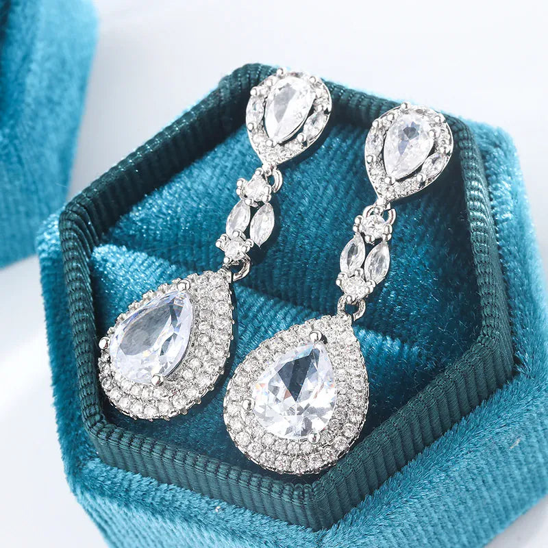 KissICON KissIcon Drop CZ Pendant Earrings - Sparkling Silver Shine