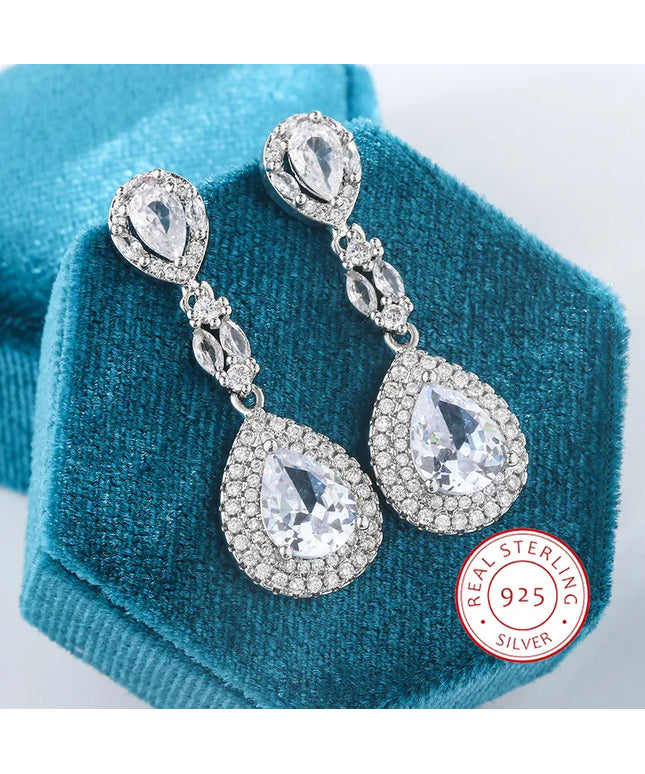 KissICON KissIcon Drop CZ Pendant Earrings - Sparkling Silver Shine