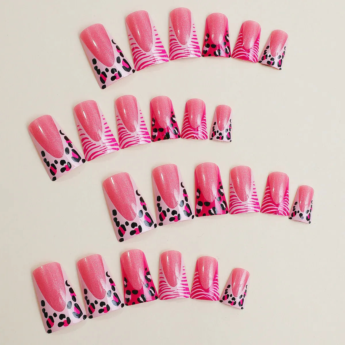 KissICON KissIcon Duckbill Pink Leopard Fake Nails Full Cover