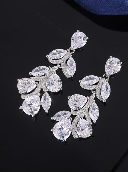KissICON KissIcon Elegant 925 Silver Zircon Drop Earrings - Shine