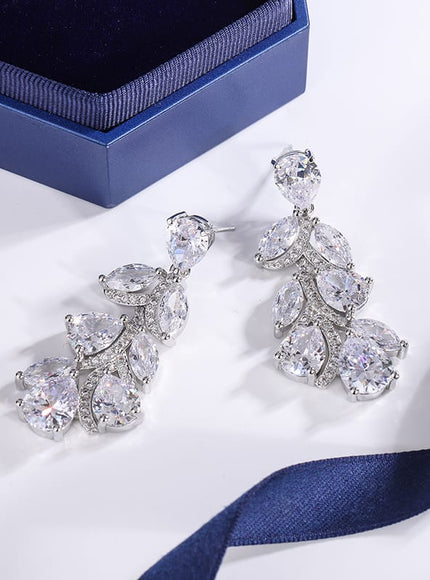 KissICON KissIcon Elegant 925 Silver Zircon Drop Earrings - Shine