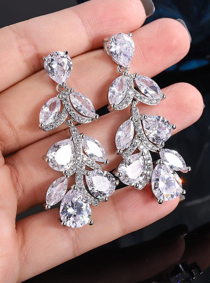 KissICON KissIcon Elegant 925 Silver Zircon Drop Earrings - Shine