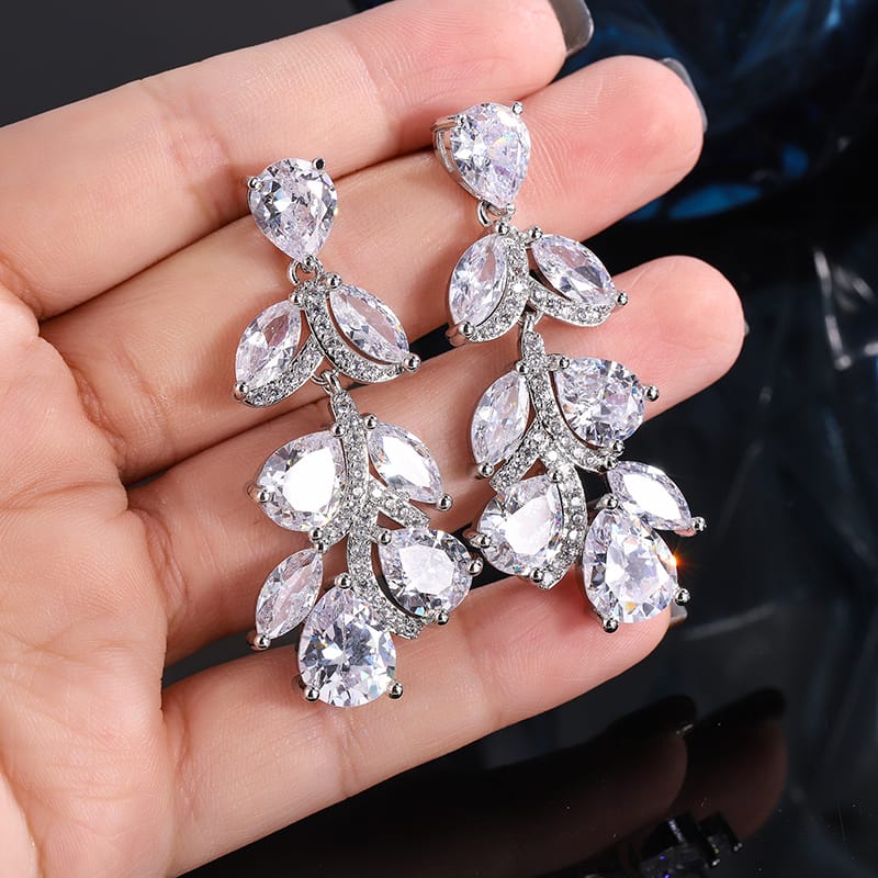 KissICON KissIcon Elegant 925 Silver Zircon Drop Earrings - Shine
