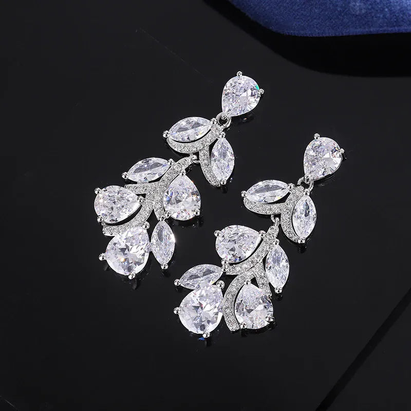 KissICON KissIcon Elegant 925 Silver Zircon Drop Earrings - Shine