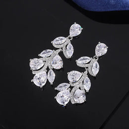 KissICON KissIcon Elegant 925 Silver Zircon Drop Earrings - Shine