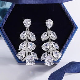 KissICON KissIcon Elegant 925 Silver Zircon Drop Earrings - Shine