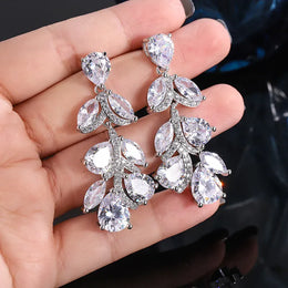 KissICON KissIcon Elegant 925 Silver Zircon Drop Earrings - Shine