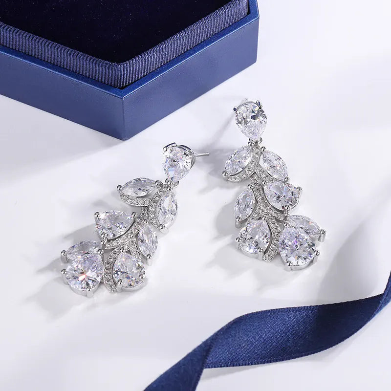 KissICON KissIcon Elegant 925 Silver Zircon Drop Earrings - Shine