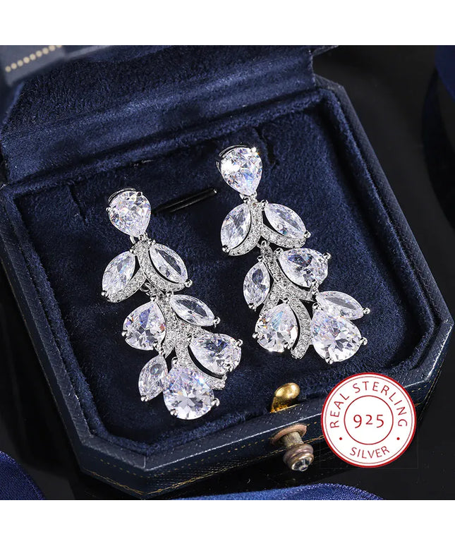 KissICON KissIcon Elegant 925 Silver Zircon Drop Earrings - Shine