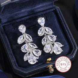 KissICON KissIcon Elegant 925 Silver Zircon Drop Earrings - Shine