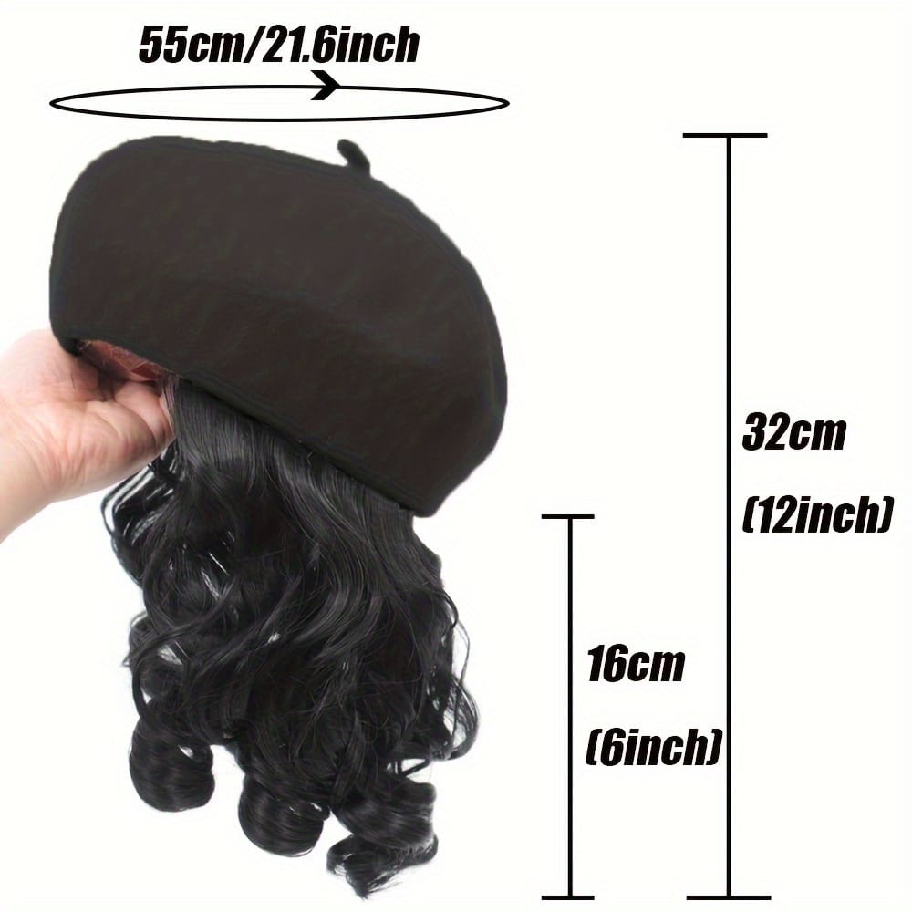 KissICON KissIcon Elegant Curly Wave Beret Wig Hat -