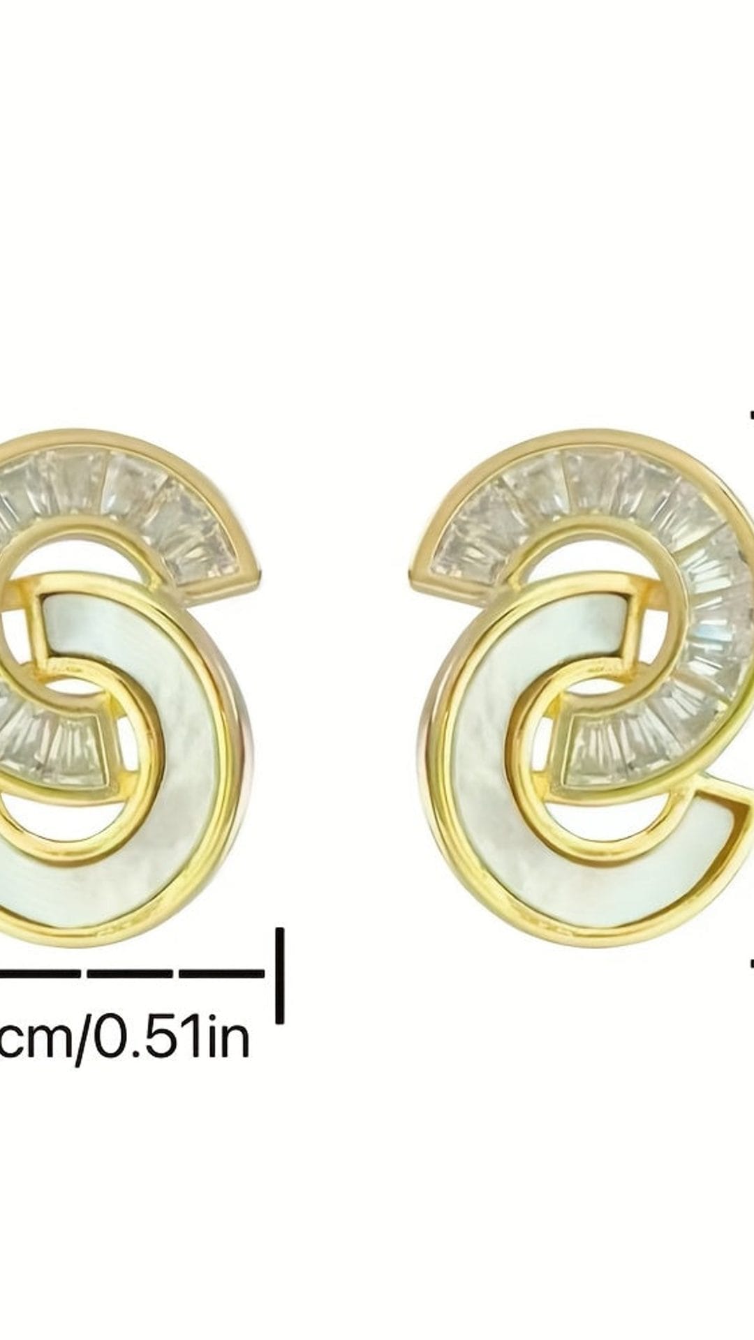 jkthpu-45 KissIcon Elegant Double C Zirconia Earrings - Pearl Glow