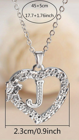 jkthpu-45 KissIcon Elegant Initial Heart Necklace - CZ Birthstone