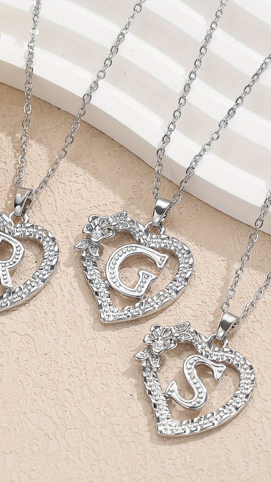 jkthpu-45 KissIcon Elegant Initial Heart Necklace - CZ Birthstone