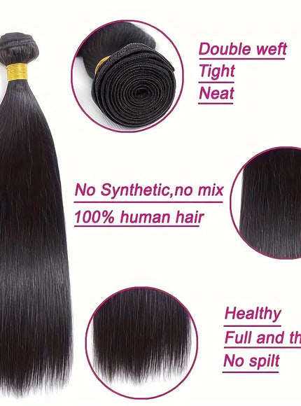 KissICON KissIcon Elegant Straight Human Hair Bundles - Double