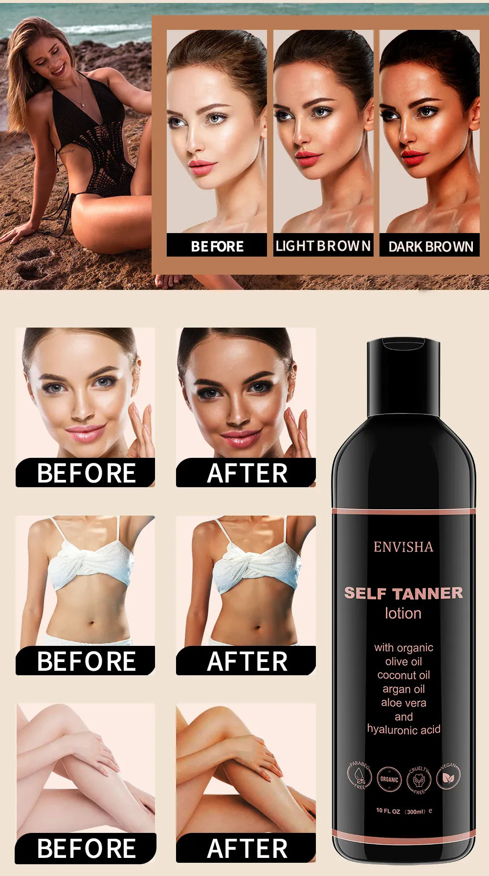 KissICON KissIcon Envisha Self Tanner Lotion - Fast Tan