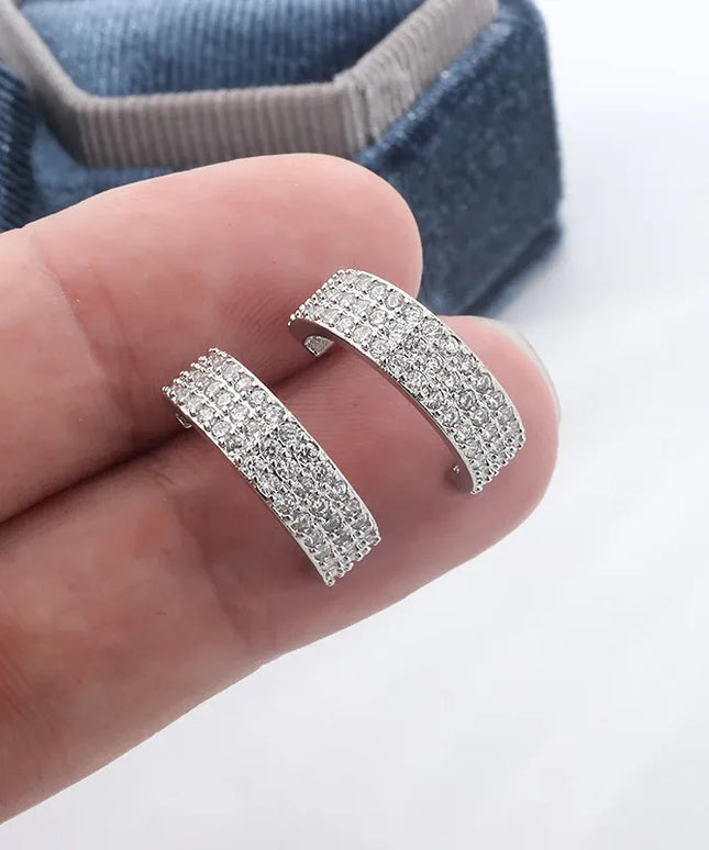 KissICON KissIcon Exquisite 925 Silver Plated Earrings -Zircon Shine