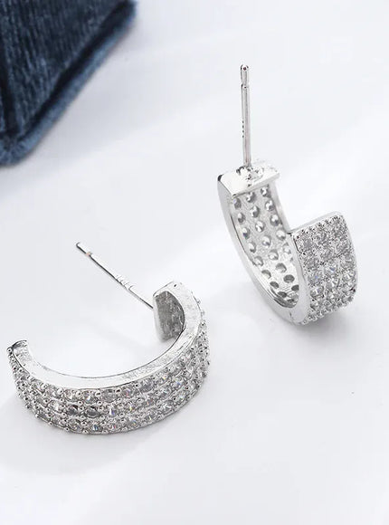 KissICON KissIcon Exquisite 925 Silver Plated Earrings -Zircon Shine
