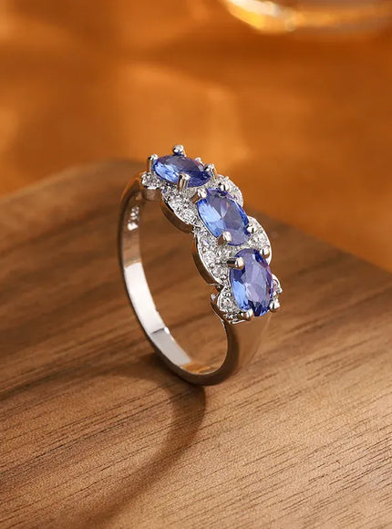 KissICON KissIcon Exquisite Blue CZ Ring - 925 Sterling Silver Gift