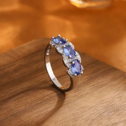 KissICON KissIcon Exquisite Blue CZ Ring - 925 Sterling Silver Gift
