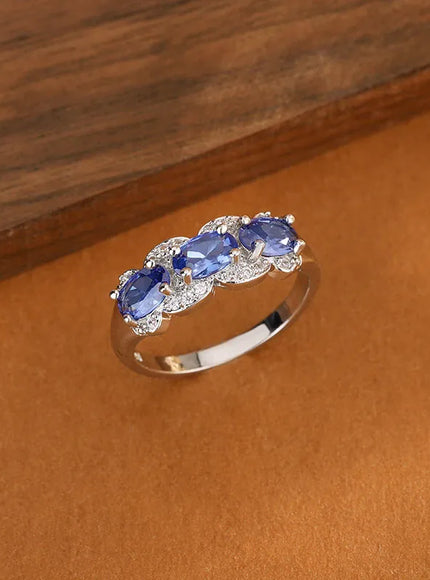 KissICON KissIcon Exquisite Blue CZ Ring - 925 Sterling Silver Gift