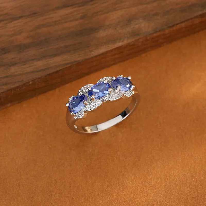 KissICON KissIcon Exquisite Blue CZ Ring - 925 Sterling Silver Gift
