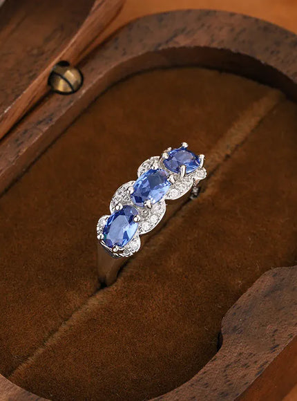 KissICON KissIcon Exquisite Blue CZ Ring - 925 Sterling Silver Gift