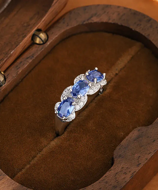 KissICON KissIcon Exquisite Blue CZ Ring - 925 Sterling Silver Gift
