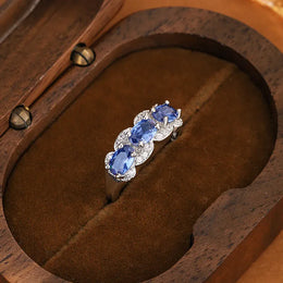 KissICON KissIcon Exquisite Blue CZ Ring - 925 Sterling Silver Gift