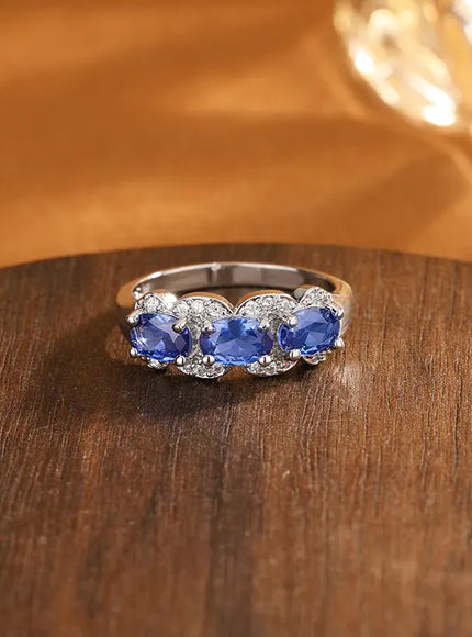 KissICON KissIcon Exquisite Blue CZ Ring - 925 Sterling Silver Gift