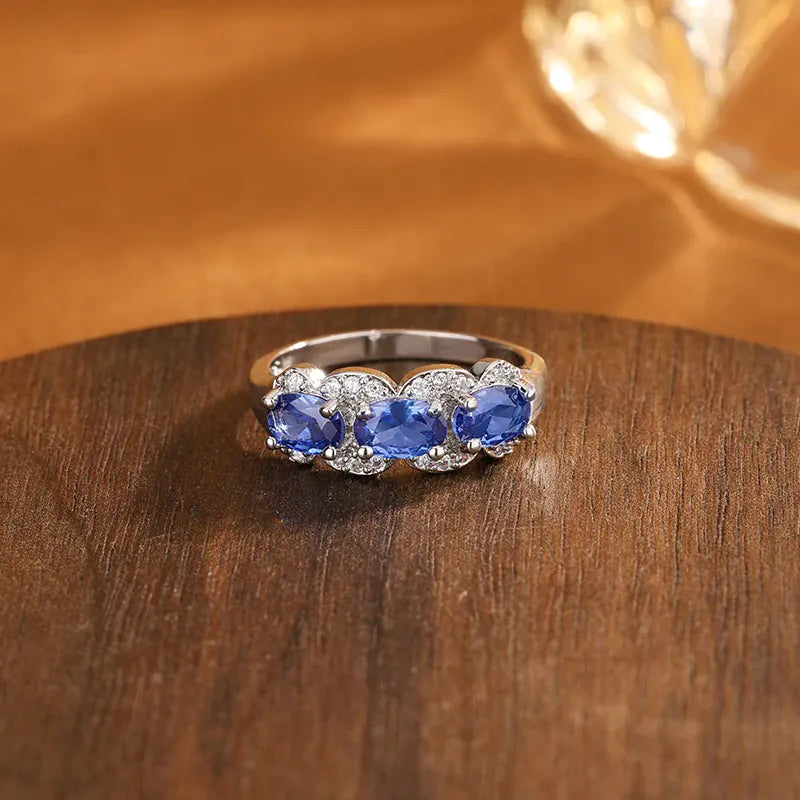KissICON KissIcon Exquisite Blue CZ Ring - 925 Sterling Silver Gift