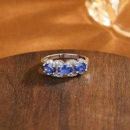 KissICON KissIcon Exquisite Blue CZ Ring - 925 Sterling Silver Gift