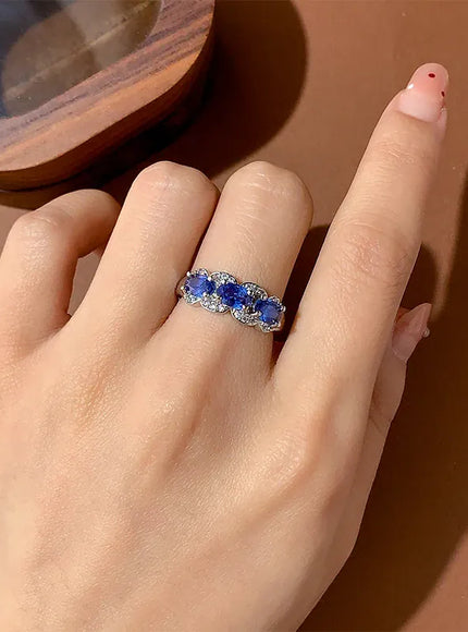 KissICON KissIcon Exquisite Blue CZ Ring - 925 Sterling Silver Gift