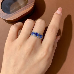 KissICON KissIcon Exquisite Blue CZ Ring - 925 Sterling Silver Gift