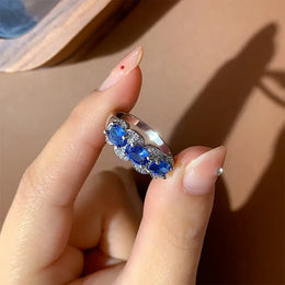 KissICON KissIcon Exquisite Blue CZ Ring - 925 Sterling Silver Gift