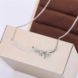 KissICON KissIcon Exquisite Bow Zircon Necklace - 925 Silver Plated