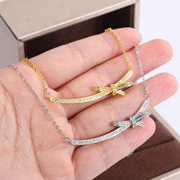 KissICON KissIcon Exquisite Bow Zircon Necklace - 925 Silver Plated