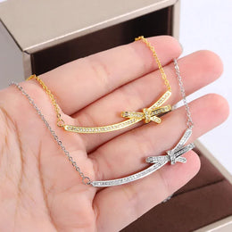 KissICON KissIcon Exquisite Bow Zircon Necklace - 925 Silver Plated