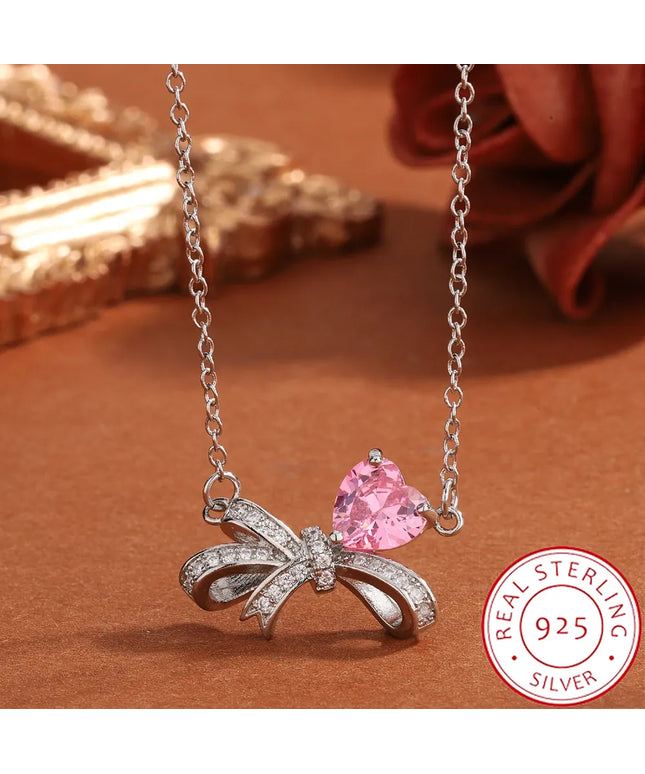 KissICON KissIcon Exquisite Pink Heart Zircon Pendant Necklace