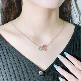 KissICON KissIcon Exquisite Pink Heart Zircon Pendant Necklace