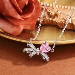 KissICON KissIcon Exquisite Pink Heart Zircon Pendant Necklace