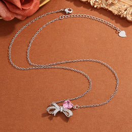 KissICON KissIcon Exquisite Pink Heart Zircon Pendant Necklace