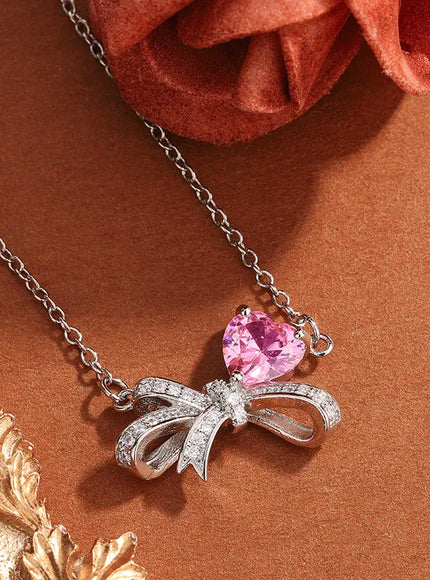 KissICON KissIcon Exquisite Pink Heart Zircon Pendant Necklace