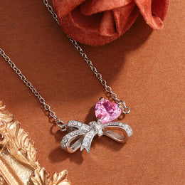 KissICON KissIcon Exquisite Pink Heart Zircon Pendant Necklace