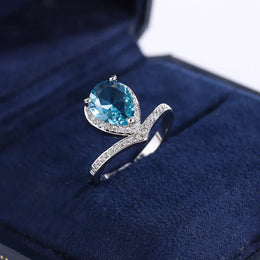 KissICON KissIcon Exquisite Silver Jewelry Set - Blue Zircon Drops