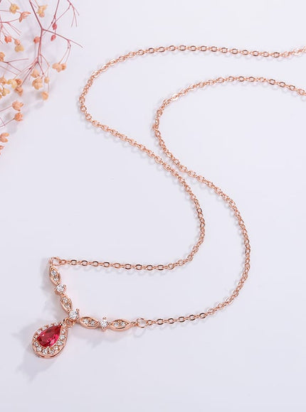 KissICON KissIcon Exquisite Womens Smile Necklace 18K Gold Red Zircon