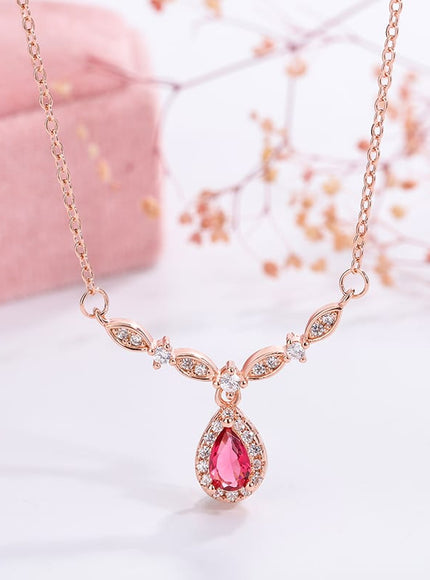 KissICON KissIcon Exquisite Womens Smile Necklace 18K Gold Red Zircon