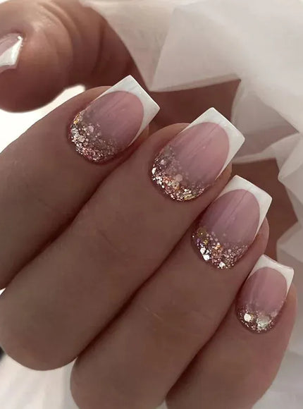 KissICON KissIcon False Nail Full Cover Pink Glitter Nails