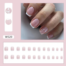 KissICON KissIcon False Nail Full Cover Pink Glitter Nails